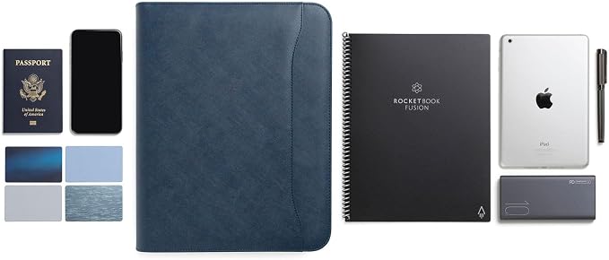 Forevermore Portfolio Binder, 1" Removable 3-Ring, Vegan Leather, Blue - Image 8