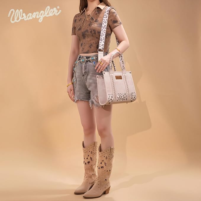 Montana West × Wrangler Tote Bag for Women Western Cow Print Purse Designer Top Handle Handbags - Image 3