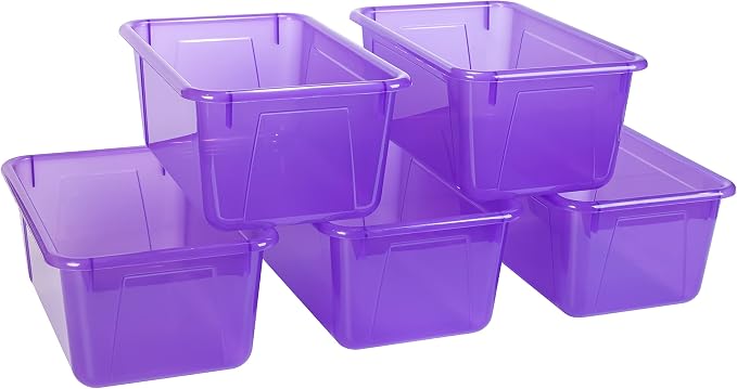 Storex Small Cubby Bin, 12.2 x 7.8 x 5.1 Inches, 5-Pack, Candy Violet (62478U05C) by Storex