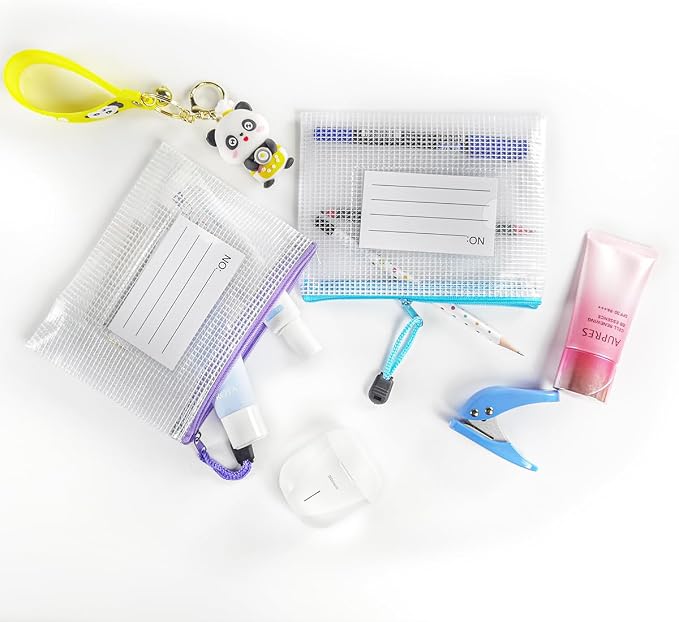 BOPART 24pcs Small Mesh Zipper Pouch 6.3x4.9 Inches Waterproof Zip Mesh Bags with Label Pocket for Home Office Supplies & Cosmetics Travel Accessories - Image 6