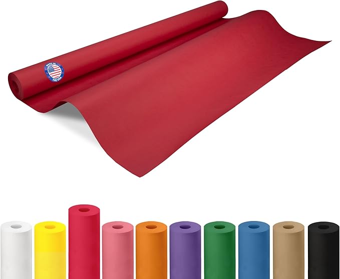 36" x 1200" (100 feet) Red Kraft Paper Roll - USA-Made Quality Craft Paper for Gift Wrapping, Kids' Arts & Crafts, School Projects - Natural Material 50lb Thickness by IDL Packaging by IDLPackaging