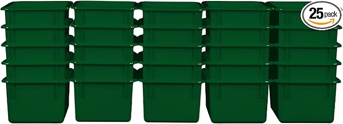 Wood Designs Cubby Storage Bin, Heavy Duty Plastic Containers for Kids Green Cubby Tray Set of 25 by Unknown