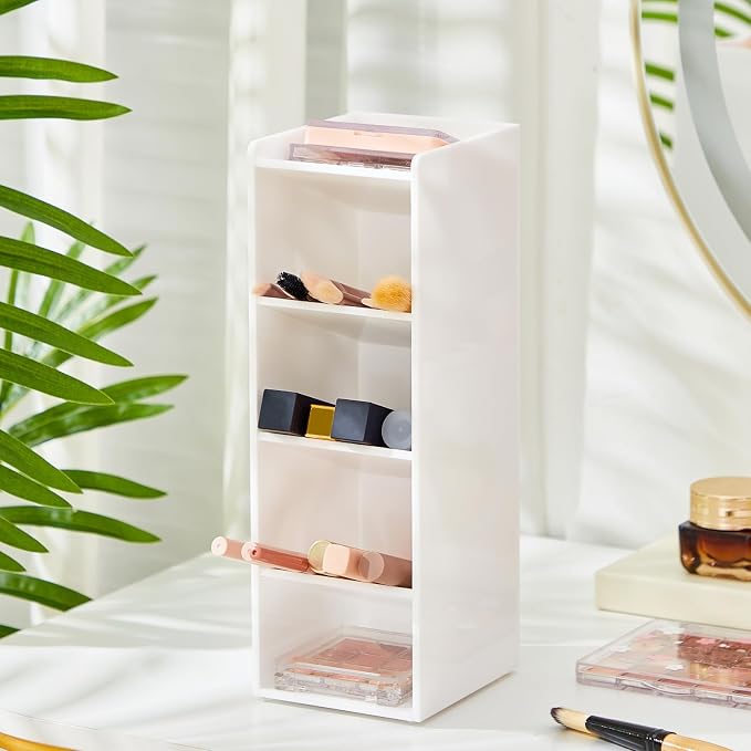 MotiMind Acrylic Pen and Marker Organizer for 50 Markers | 5 Compartments, Vertical Marker Pencil Organizer, Acrylic Pen Display Holder, Art Supply Storage for Desk Stationery, White - Image 6