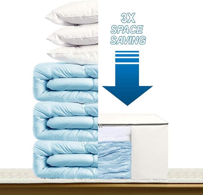 Vacuum Storage Bags, Cube Space Saver Bags, Bedding Space Saving Organizer | Premium Totes & Cubic Vacuum Compression Seal Bags for Clothing. Jumbo Organizer, Storing Comforters Blankets Pillows Clothes - Image 3