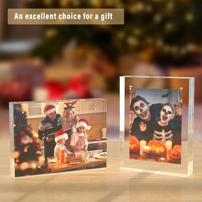 HELPLEX 5 Pack 8.5x11 Acrylic Picture Frames, 24mm Thicker Frameless Clear Frame Double Sided Magnetic Frame, Free Standing Desktop Display - Image 7