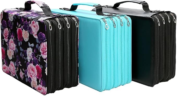 Marker Pen Organizer Case 224 Slots w/Handle & Shoulder Strap | 4-Layer Zipped Pencil Pouch w/Open Front pocket for Gel Pen Markers to Artists, Painters - Image 6