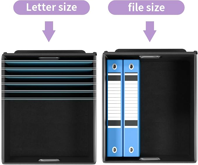 File Organizer Box with Lids, Collapsible File Folder Organizer | File Box with Plastic Slides for Document, Filing Bin for Letter Size Hanging File Folders (2 Pack, Dark Lavender) - Image 3