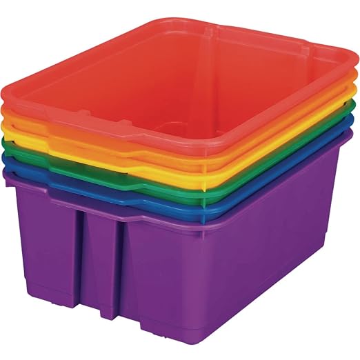 Really Good Stuff Classroom Stacking Bins, Set of 6 | 14" L x 10" W x 5.75" H by ReallyGoodStuff