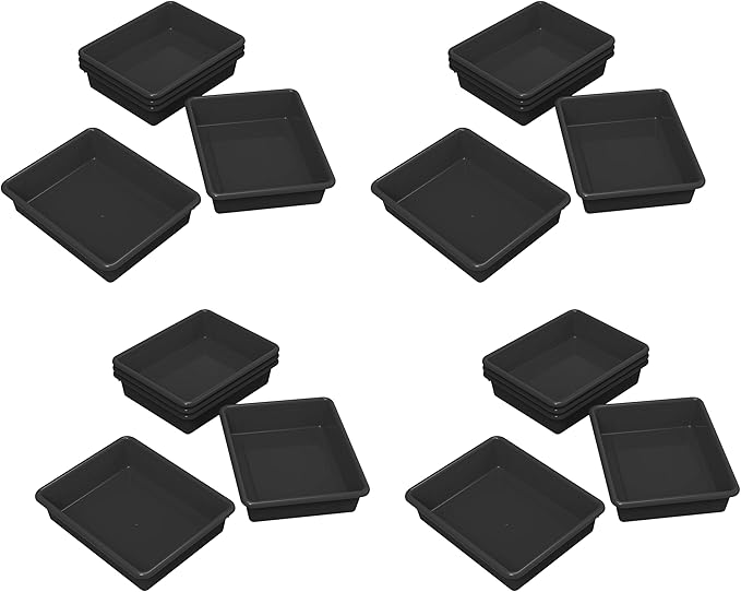 Storex Letter Size Flat Storage Tray – Organizer Bin for Classroom, Office and Home, Black, 20-Pack (62516A05C) by Storex