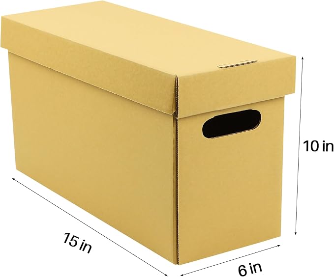 Lineco, Archival Storage Cartons, Acid-Free, 6x15x10 in, Tan, Pack of 5 | Ready-To-Assemble Filing Boxes for Organizing and Storing Documents, Prints, or Photos, Buffered Corrugated Board - Image 2