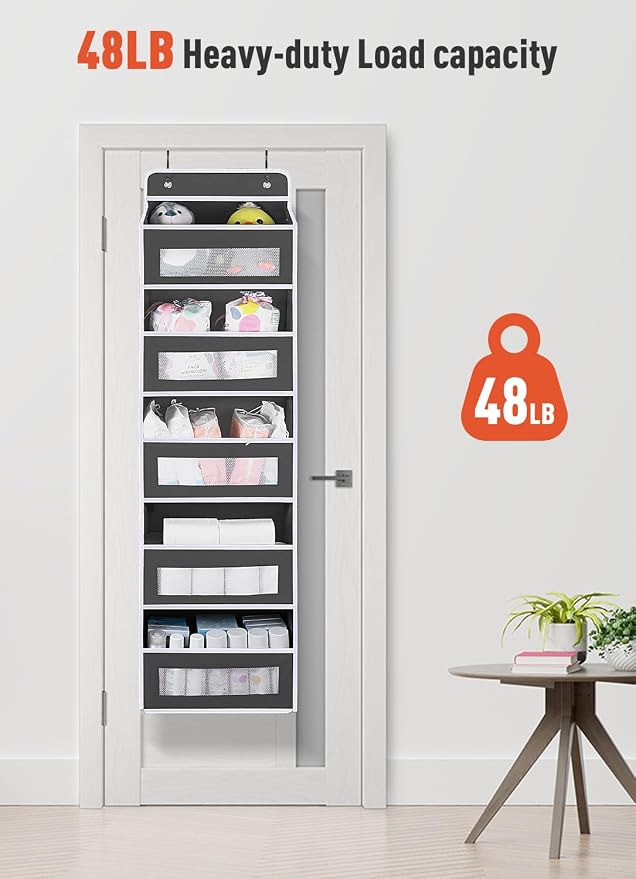 Upgrade Pocket Over The Door Organizer Storage, 5 Shelf Hanging Door Organizers with 10 Large Capacity Pockets, Anti Tilt 48 lb Load Behind Door Organizer for Bedroom, Bathroom, Pantry - Image 5