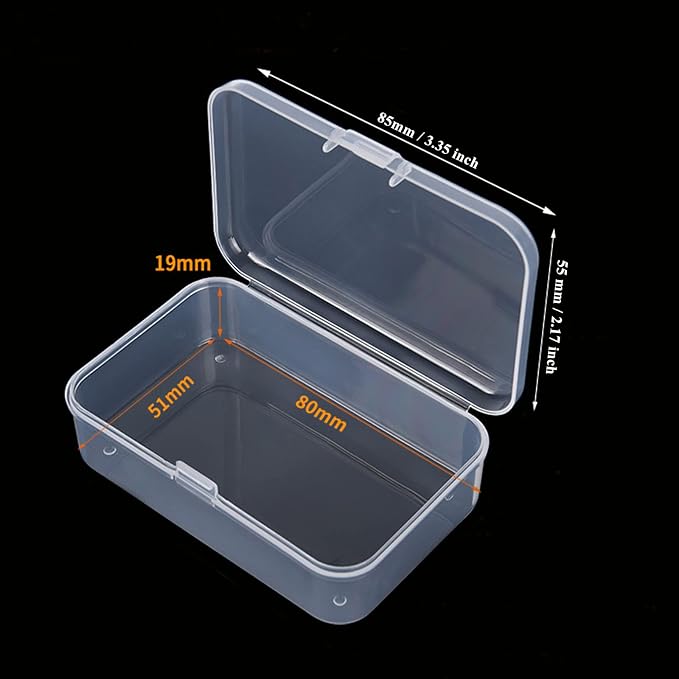 100 Pack Rectangular Mini Clear Plastic Storage Containers | 3.35x2.17x0.98 inch, Hinged Lid, For Beads and Small Craft Items - Image 2