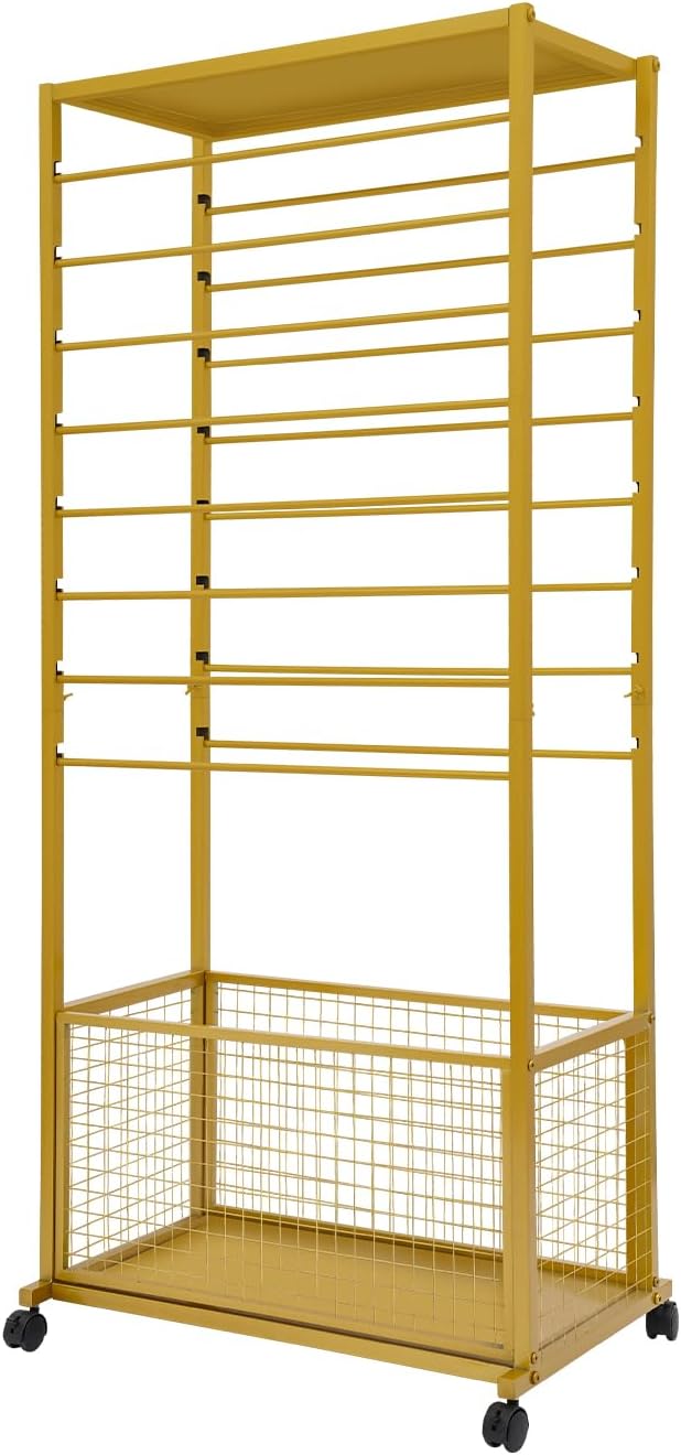 Ribbon Holder Organizer Rack, Double-Sided 16-Layer Ribbon Shelf with Wheel | Ribbon Display Rack, Multifunctional Metal Flower Wrapping Paper Storage Stand for Craft Room Flower Shop, Gold - Image 5