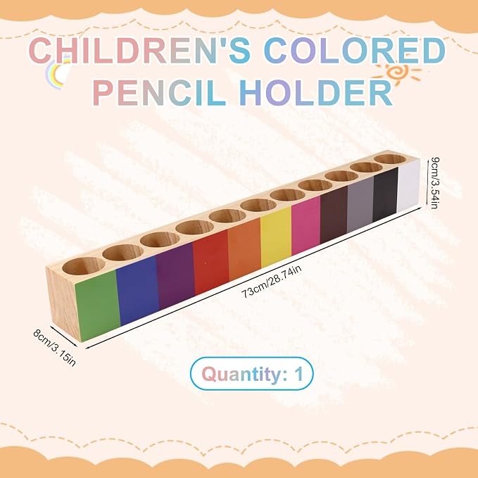 Wooden Colored Pencil Holder Organizer | 11 Compartments Desk Organizer Marker Pen Storage Stand for Kids - Image 2
