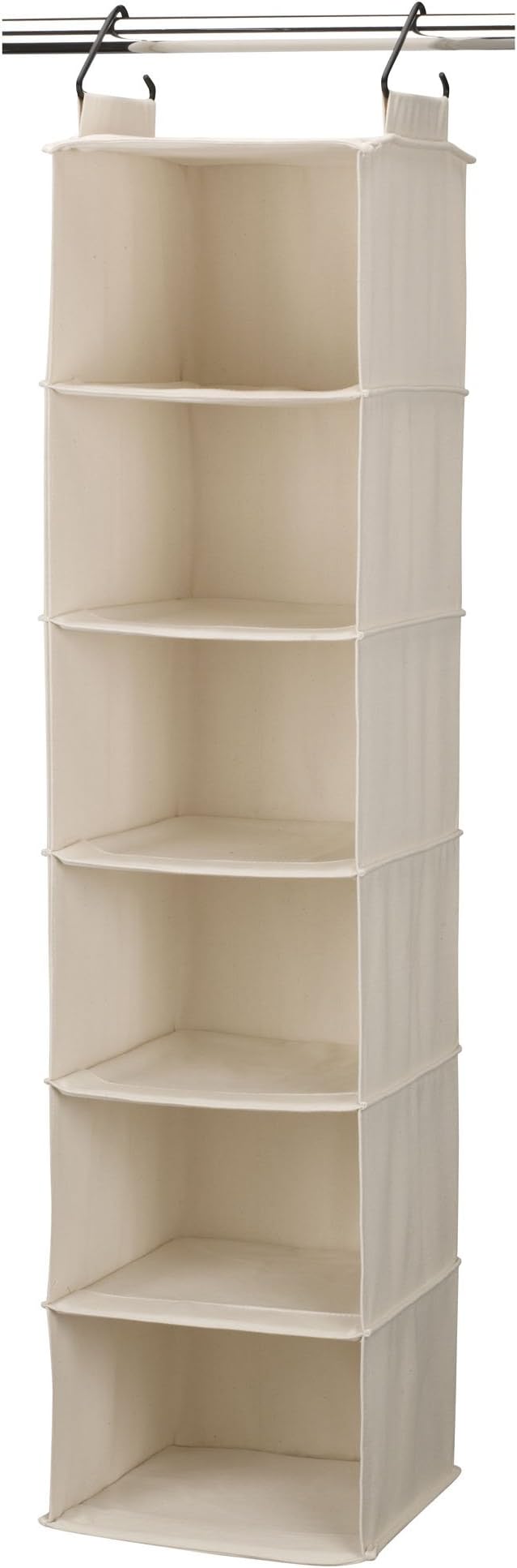 Household Essentials Cedarline 6‑Shelf Hanging Closet Organizer in Heavy‑Duty Cotton Canvas, Cream by HouseholdEssentials