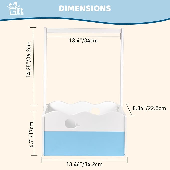 GiftAmaz Blue Wooden Baby Shower Crate Closet, Baby Storage Crate with Handle, Baby Shower Gifts Basket, Baby Welcome Box for Newborn Boys, Pregnancy Gifts for New Parents - Image 3