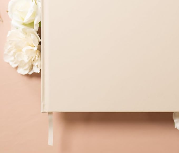 Personalized Guestbook in Oats- Premium Custom Modern Guest Book for Wedding Reception, Birthday Party or Events w/Bookmark Blank Pages for Signing 11.5 x 8.5 inches - Image 4