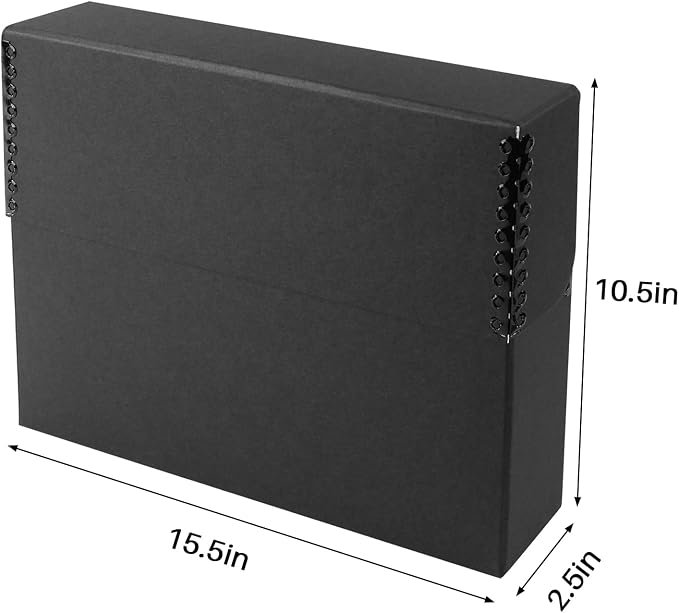 Lineco Archival Document Storage Box, Black, 15.5" x 10.5" x 2.5" | Legal-Sized, Metal Edge, Acid-Free Boxboard Case, Organize Files, Prints, Photos, Pack of 2 - Image 3