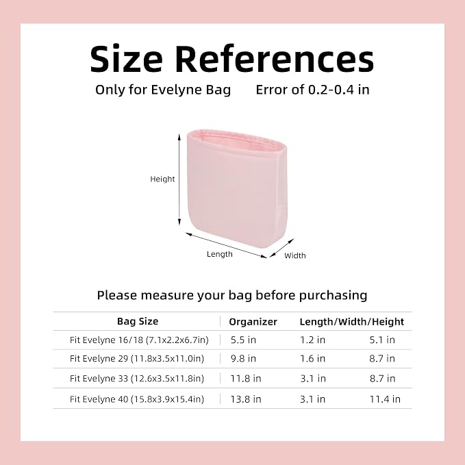 DGAZ Silky Purse Organizer Insert Fits Evelyne TPM/PM/GM/TGM Bags, Luxury Handbag & Tote Organizer, Simplicity bag organizer（Pink,TGM） | Soft and Lightweight,Perfect Fit,Multi-pocket Storage,Bag Protector,Luxury Bag Care,Handmade,for Smooth Bag Organizer - Image 6