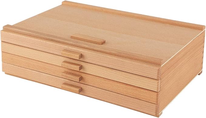 Cezanne Creative Mark Pastel Storage Box, 4-Drawer Wooden Art & Craft Supplies Organizer, Birch Wood, Brown - Image 5