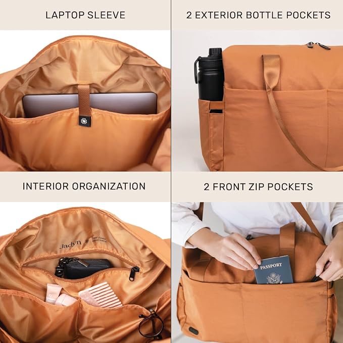 Austin Carry-On Travel Duffel Bag for Women, 18” Weekender Bag with Laptop Sleeve, Durable Material, and Trolley Sleeve, Ideal for Work, Gym, and Overnight Trips (Terracotta) - Image 4