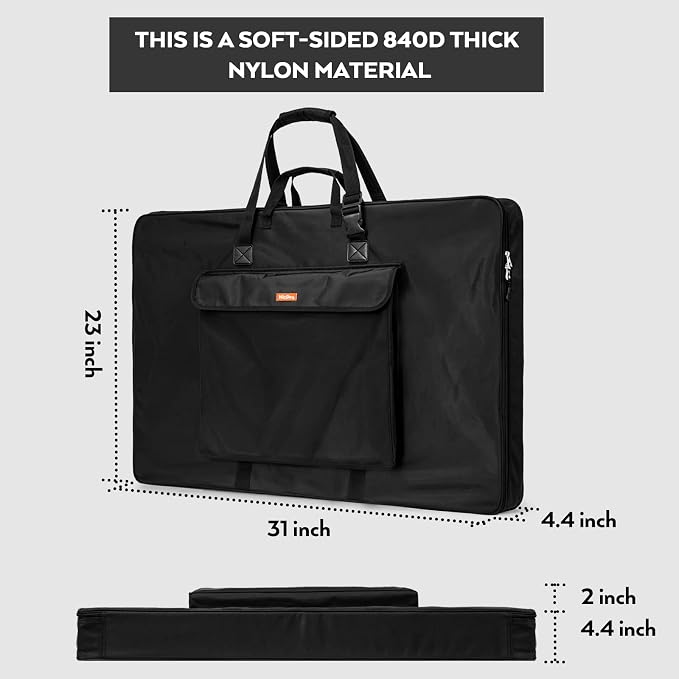Nicpro Art Portfolio Bag 23 x 31 in, Nylon Artist Carrying Bag Waterproof | Soft Sided Bag, Adjustable Shoulder Strap, Storage Case for Artwork Sketch Drawing Canvas Photography Poster Solar Panel - Image 2