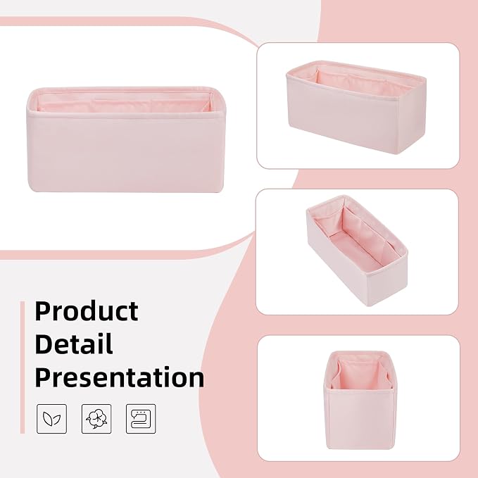 DGAZ Silk Purse Organizer Insert For Dior Book Tote mini/S/M/L，Silky Smooth Bag Organizer，Luxury Handbag & Tote Shaper（Pink，BT-L） | Soft and Lightweight,Perfect Fit,Multi-pocket Storage,Bag Protector,Luxury Bag Care,Handmade,for Smooth Bag Organizer - Image 4