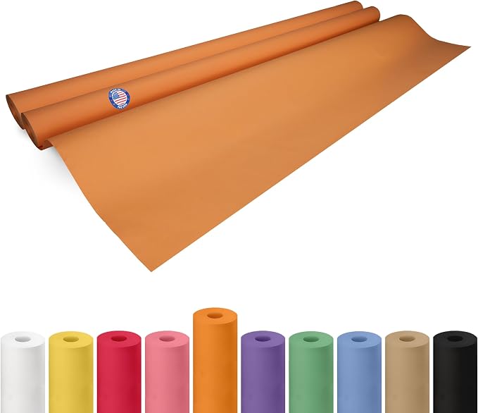 48" x 1200" (100 ft) Orange Kraft Paper Roll, Pack of 2 - USA-Made Quality Craft Paper for Gift Wrapping, Kids' Arts & Crafts, School Projects - 100% Recycled, 50 lb Natural Material by IDL Packaging by IDLPackaging
