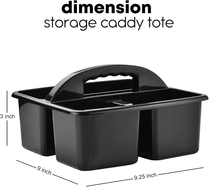 ALINK Plastic Classroom Caddy Organizer with Handle, 6-Pack 3 Compartments, Teacher Supply Storage Caddy for Classroom Organization, Table, Desk, Office, Craft Art for Kids - Black - Image 2