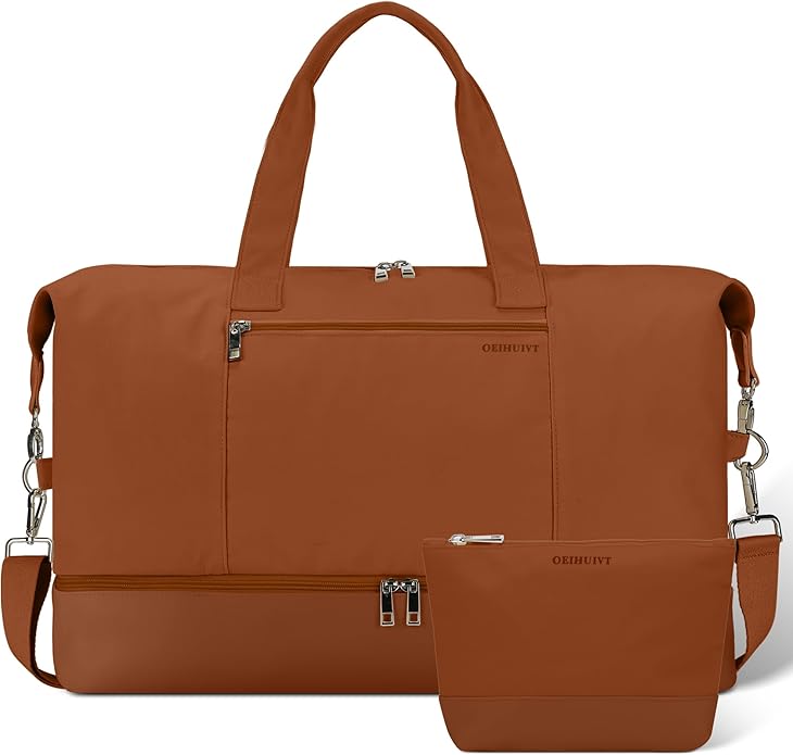 Women's Weekender bag Travel Duffel Bag with Shoe Compartment 21-inch Airline-Approved Carry-On, 2-Piece Overnight Bag Set Personal Item Luggage by GAYUAPEIABAG
