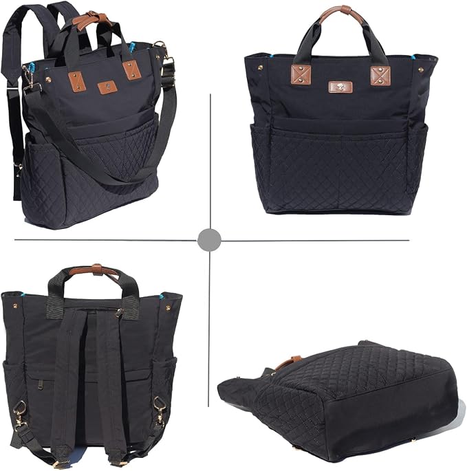 Diaper Tote Bag Totepack Backpack Crossbody Bag 3 in 1 for Women Laptop Backpack Multifunctional with Insulated Pockets - Image 7