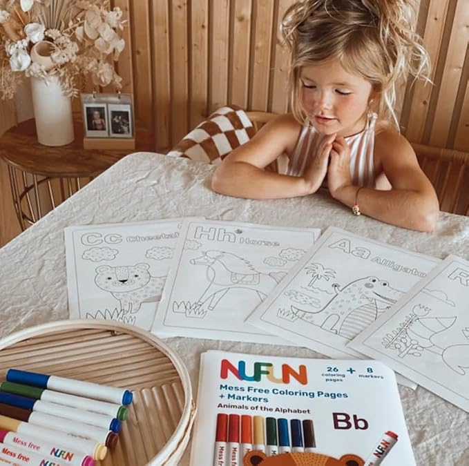 NuFun Activities Mess Free Coloring Set Animal Alphabet 8 Markers 8.5x11 | Mess-Free Coloring Formula, 8 Markers, No Mess on Skin/Clothes, Gift for Kids - Image 6