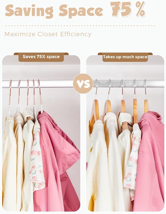 Kids Velvet Hangers 100 Pack, 14 Inch Non Slip Felt Hangers, White | Premium Kids Hangers for Closet Storage, Space Saving Toddler Clothes Hanger for Youth's Childrens' Clothes (Rose Gold Hook) - Image 5