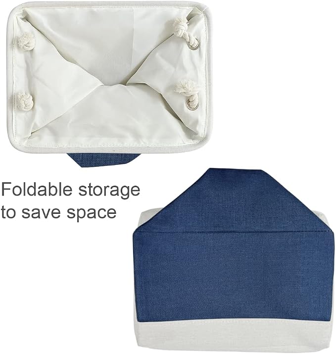 TcaFmac Organization and Storage Basket for Gifts Empty - 16x12x12 inch Large 2 Pack Collapsible Storage Bins for Shelves, Fabric Storage Cubes for Organizing Cloth Toy Kids (White & Jean Blue) - Image 7