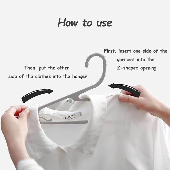 Clothes Hangers 16.5", Blouse Hanger with Z-Shape Opening, Short Neck Hangers for Closet, Coat Hanger for Adults Suit, Hoodies, Shirts, Jacket, Plastic Shirt Hangar for Men Grey, 20 Pack - Image 3