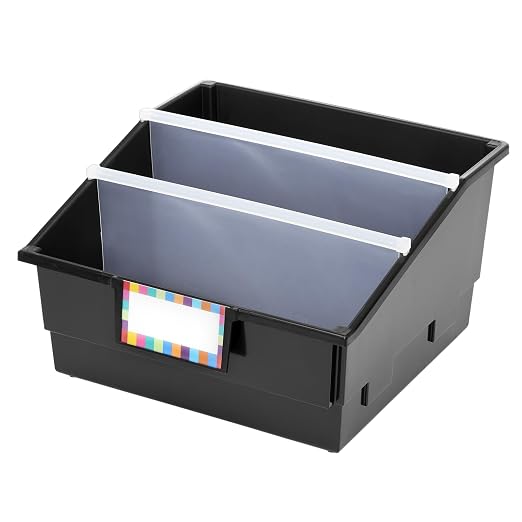 Really Good Stuff Black Picture Book Classroom Library Bins, 4 Pack | 13.5" x 13.5" x 7.75, Large Plastic Bin Organizers for Book Organization, Documents, Files, Magazines - Image 4