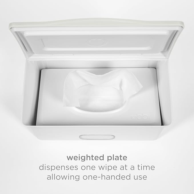 Ubbi Baby Wipes Dispenser with Weighted Plate, Oat | Rubber Seal Keeps Wipes Fresh, Non-Skid Feet, Holds Standard Pack of Wipes, Baby Changing Station Essential - Image 3