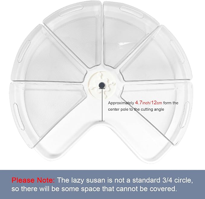 Leeden Lazy Susan Organizer for 26" Diameter Corner Lazy Susan, Plastic Kitchen Cabinet Storage Bins with Handle, 4 Packs, 1/8 Wedge - Food Safe, BPA Free - Image 2