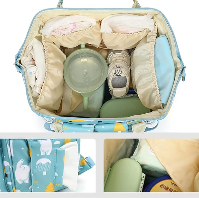 Large Capacity Baby Diaper Bag Backpack Waterproof Travel Nappy Diaper Bags Cute for Girls Boys (Swing Bear) - Image 5