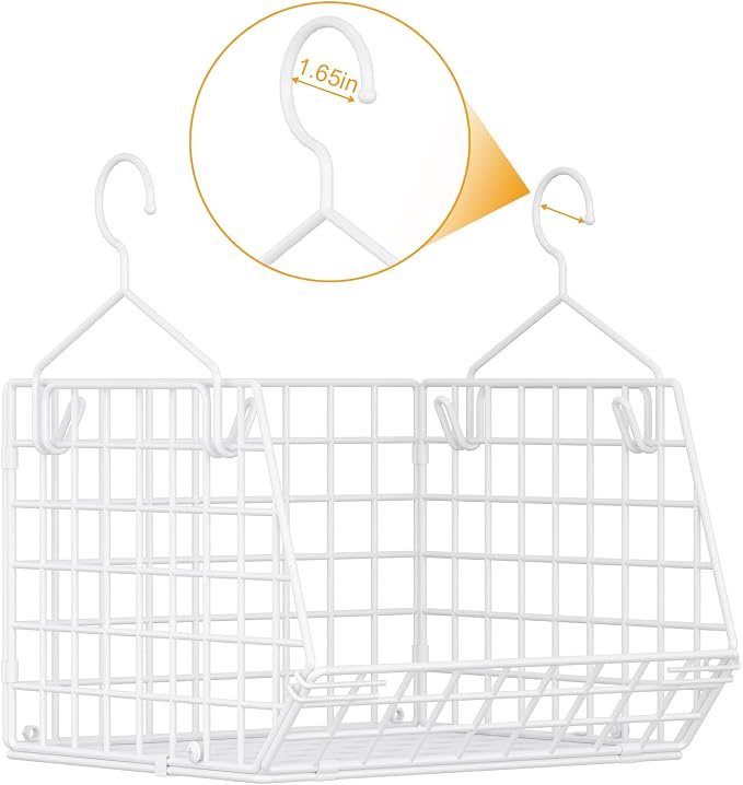 7 Tier Hanging Closet Organizer and Storage, Foldable Wire Closet Shelving with 4 Large Hooks+5 S Hooks,Hanging Basket for Clothes Sweaters Shoes Handbags,Wardrobe Kitchen Laundry Room-White - Image 4
