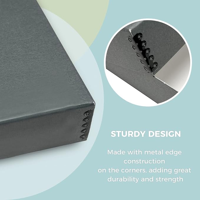 Golden State Art, Drop Front Archival Storage Box, Gray, 8.75x10.75x3 Inch | Acid-Free Museum Box with Metal Edge Corner, for Storing Artwork Photos Documents Prints Arts And Crafts - Image 8