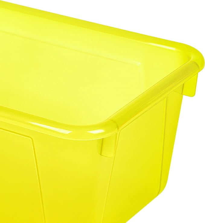 Storex Small Cubby Bins – Plastic Storage Containers for Classroom with Non-Snap Lid, 12.2 x 7.8 x 5.1 inches, Tint Yellow, 5-Pack (62482A05C) - Image 4