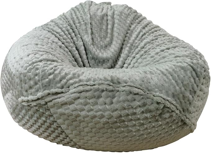 Soft Bean Bag Chair Cover No Filler Sofa Cover Storage Washable Bean Bag Cover Organizing Children Plush Toys for Living Room Bedroom (Grey, 5 feet-47.3"*47.3"*31.5") by Huamengoo