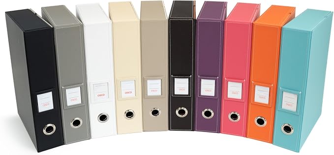 OSCO Brown Faux Leather Box File | Document Storage | Paperwork Archive | Lock Spring | Secured with Fastening Stud | H37.5 x W8 x D26.5 cm | - Image 6