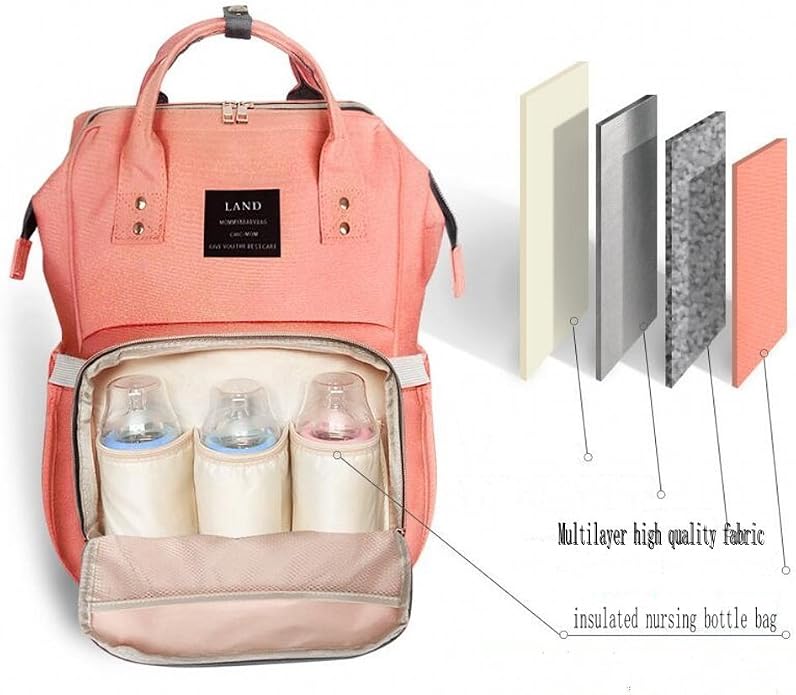 Land diaper bag multi-function waterproof travel backpack nappy bags insulated compartment pockets wipes pocket - Image 6