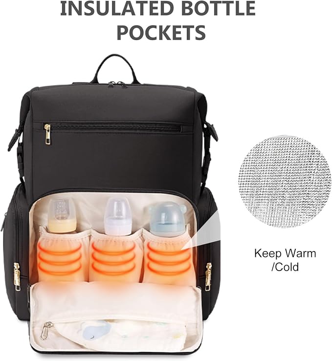 CEI-CEI Neoprene Diaper Bag Backpack Large Newborn Baby Maternity Bags Waterproof Travel Tote for Mom Dad with Insulated Pockets,Changing Pad - Image 2
