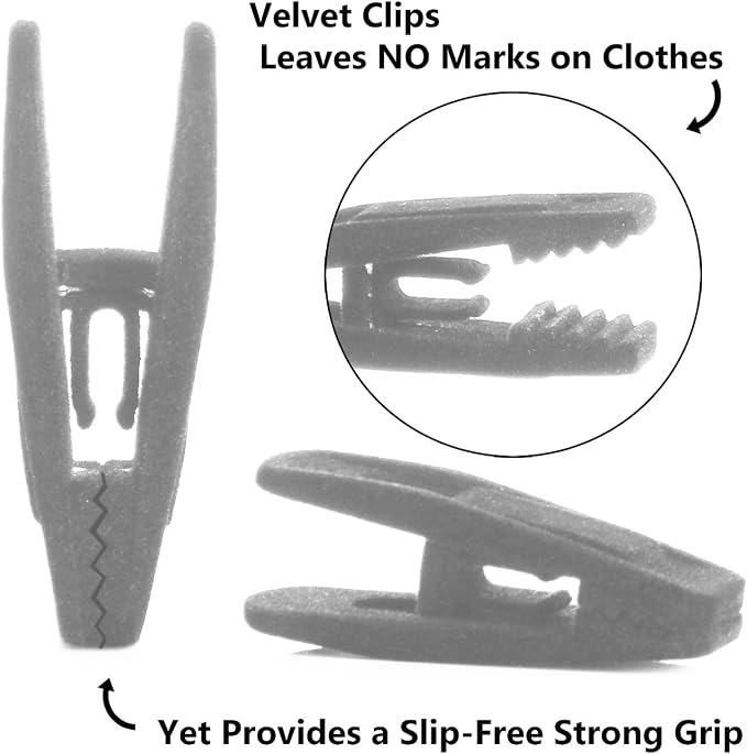Velvet Hangers, Ultra Slim Space Saving, notches, tie bar, Swivel Hook, with 20 Bonus Matching Velvet Finger Clips. 30 Pack (Charcoal) - Image 3