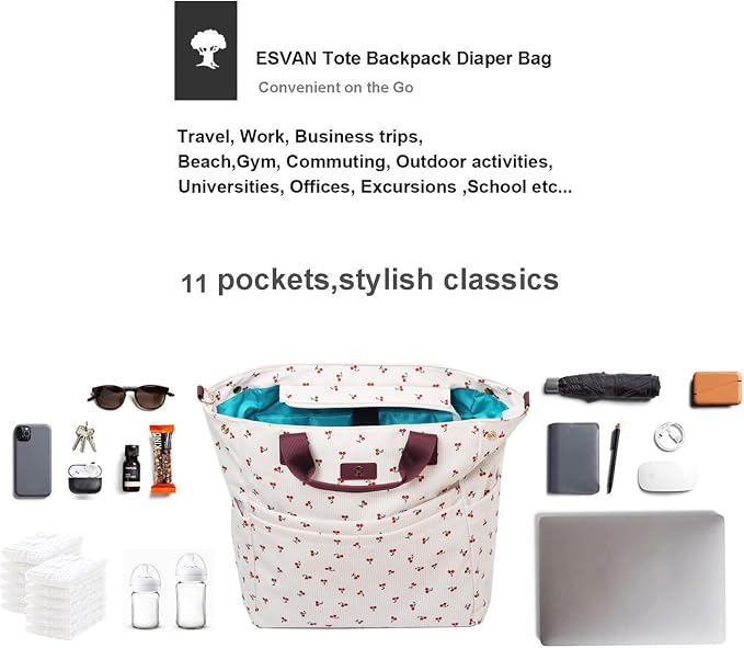 Diaper Tote Bag Totepack Backpack Crossbody Bag 3 in 1 for Women Laptop Backpack Multifunctional with Insulated Pockets - Image 5
