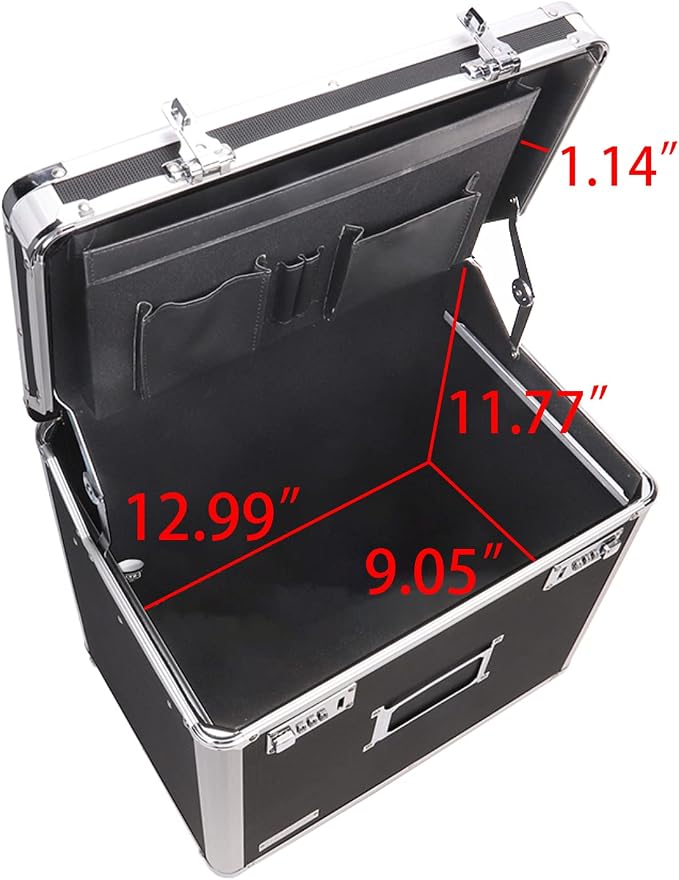 Vaultz Locking Mobile Business Case, Letter Size, 11x14.75x13.75 In, Black | Combination lock for document security, portable rolling design for office or travel use, letter-size file capacity - Image 3
