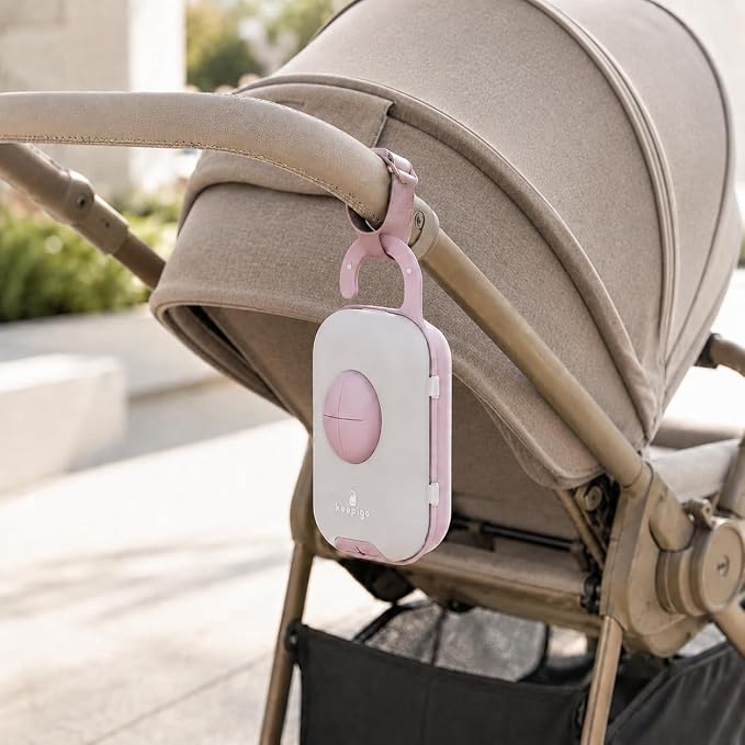 Keepigo| Baby Pink Diaper Bag Wipe Dispenser | 3-in-1 Portable Diaper Caddy Organizer, Baby Wipe Holder with Disposable Bags | Baby Essentials for Newborns, Toddlers, Travel & Baby Shower Gifts - Image 4